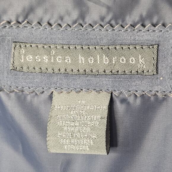 Jessica Holbrook Jacket Womens 1X Blue Suede Leather Floral Embroidered Artsy - Picture 8 of 8